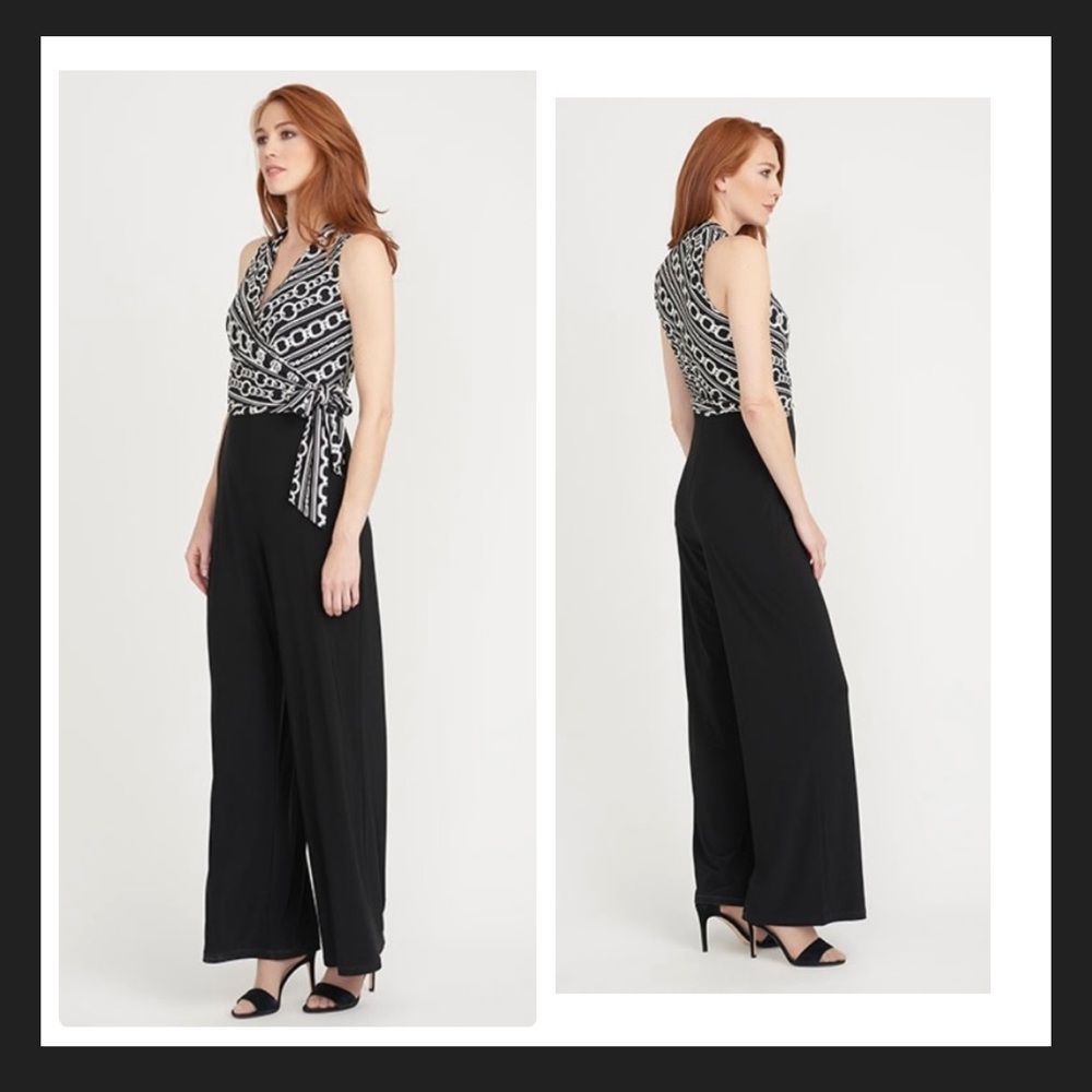 JOSEPH RIBKOFF Sleeveless Chain Print Jumpsuit